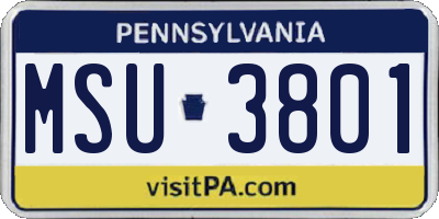 PA license plate MSU3801