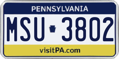 PA license plate MSU3802
