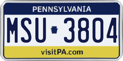PA license plate MSU3804