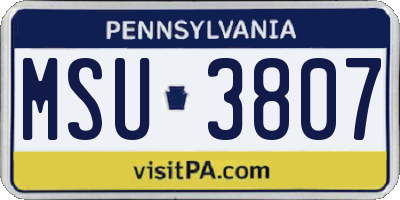 PA license plate MSU3807