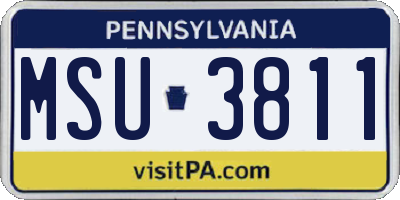 PA license plate MSU3811
