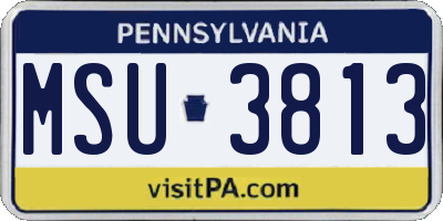 PA license plate MSU3813