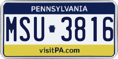 PA license plate MSU3816