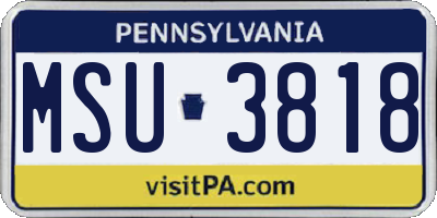 PA license plate MSU3818