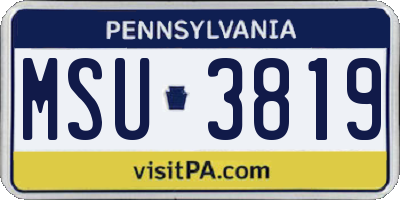PA license plate MSU3819