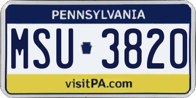 PA license plate MSU3820