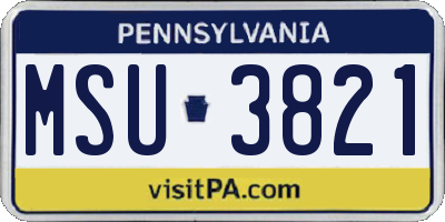 PA license plate MSU3821