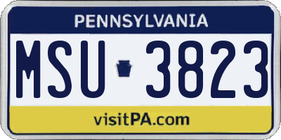 PA license plate MSU3823
