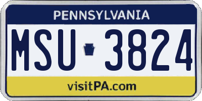 PA license plate MSU3824