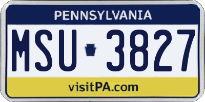 PA license plate MSU3827