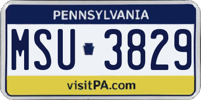PA license plate MSU3829