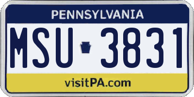 PA license plate MSU3831