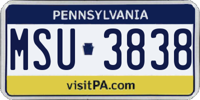 PA license plate MSU3838