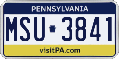 PA license plate MSU3841