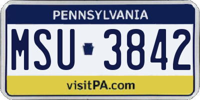 PA license plate MSU3842