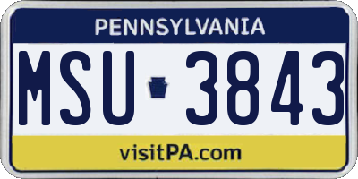 PA license plate MSU3843