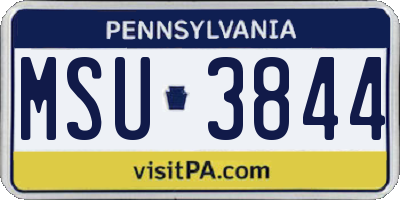 PA license plate MSU3844