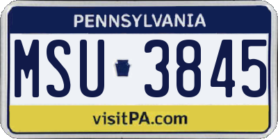 PA license plate MSU3845