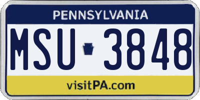PA license plate MSU3848