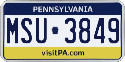 PA license plate MSU3849