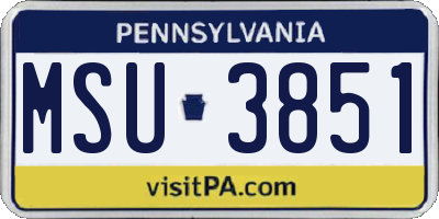 PA license plate MSU3851