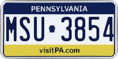 PA license plate MSU3854