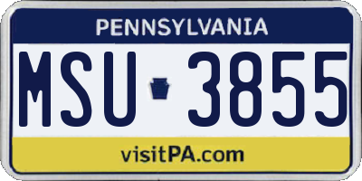 PA license plate MSU3855