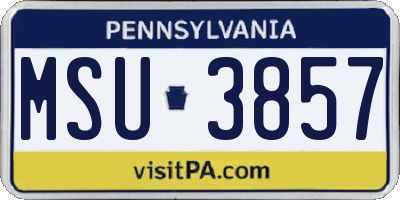PA license plate MSU3857