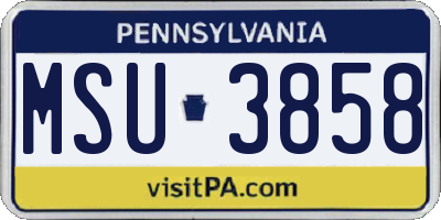 PA license plate MSU3858