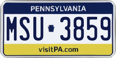 PA license plate MSU3859