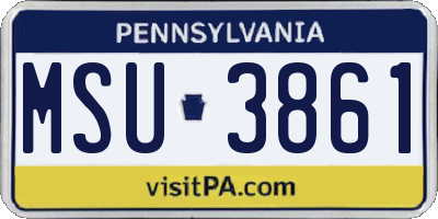 PA license plate MSU3861