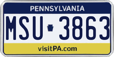PA license plate MSU3863