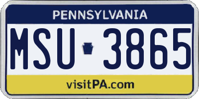 PA license plate MSU3865