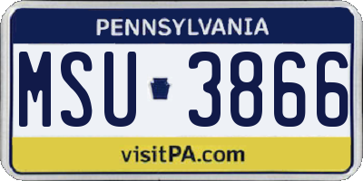 PA license plate MSU3866