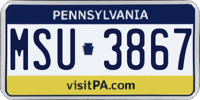 PA license plate MSU3867