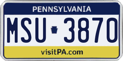 PA license plate MSU3870