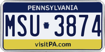 PA license plate MSU3874