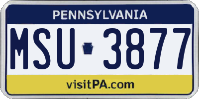 PA license plate MSU3877