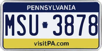 PA license plate MSU3878