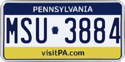 PA license plate MSU3884