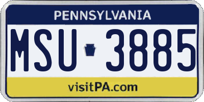 PA license plate MSU3885