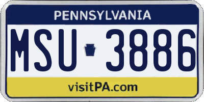 PA license plate MSU3886