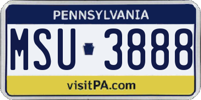 PA license plate MSU3888