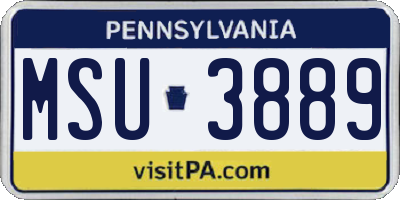 PA license plate MSU3889