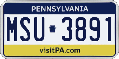 PA license plate MSU3891