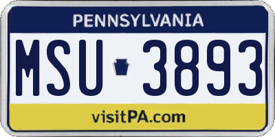 PA license plate MSU3893