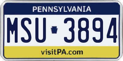 PA license plate MSU3894
