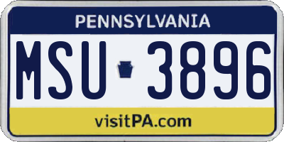 PA license plate MSU3896