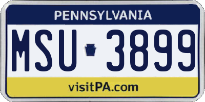 PA license plate MSU3899