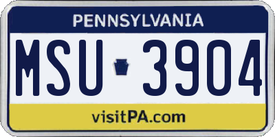 PA license plate MSU3904